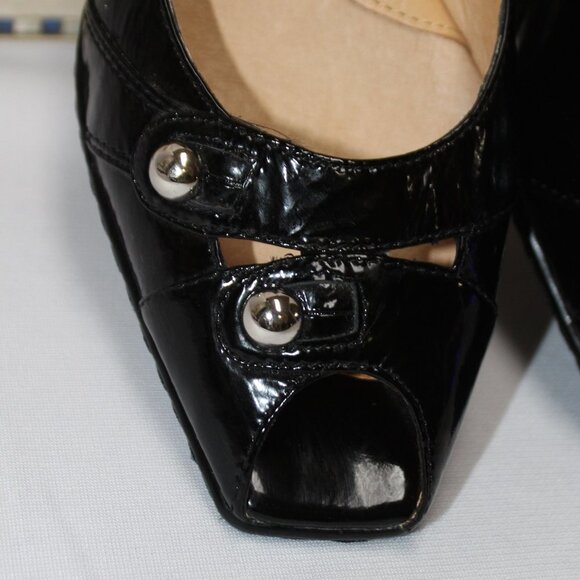 Sofft Simone Black Patent Open Toe Heels - Picture 5 of 15